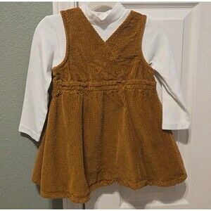 EUC Toddler Girl Corduroy Dress & Long Sleeve Turtleneck Set Size 3T Holiday